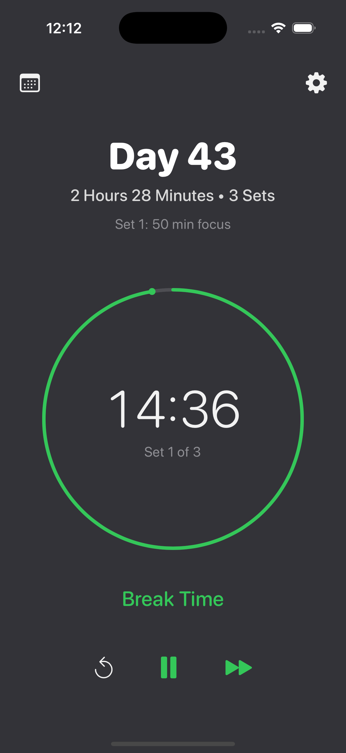 Earned break between sets